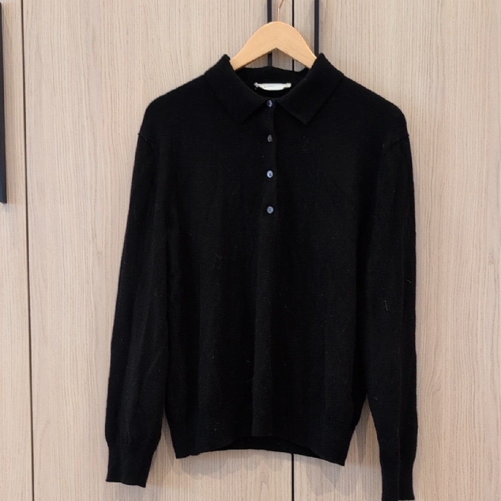 Everlane Black Cashmere Polo Sweater